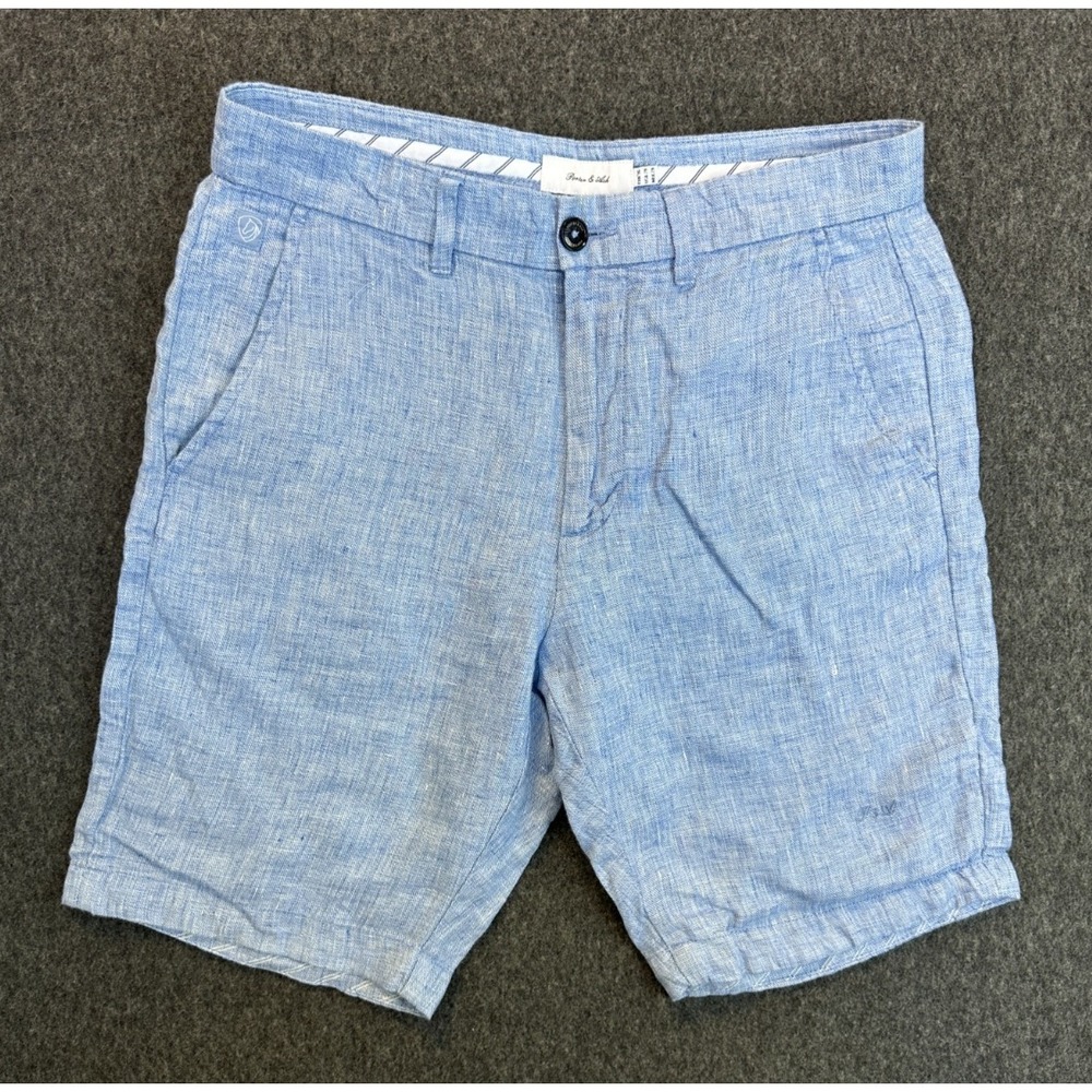 Porter & Ash 100% Linen Heather Blue 9" Inseam Shorts Men's Size 29 Casual Beach - Picture 2 of 16